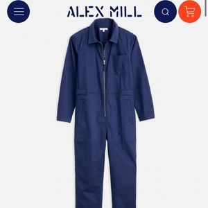 Alex Mill Standard zipper front Jumpsuit Marine Blue XL NWT